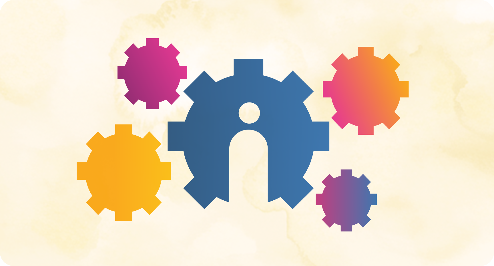Colorful graphic gear shapes indicating utility