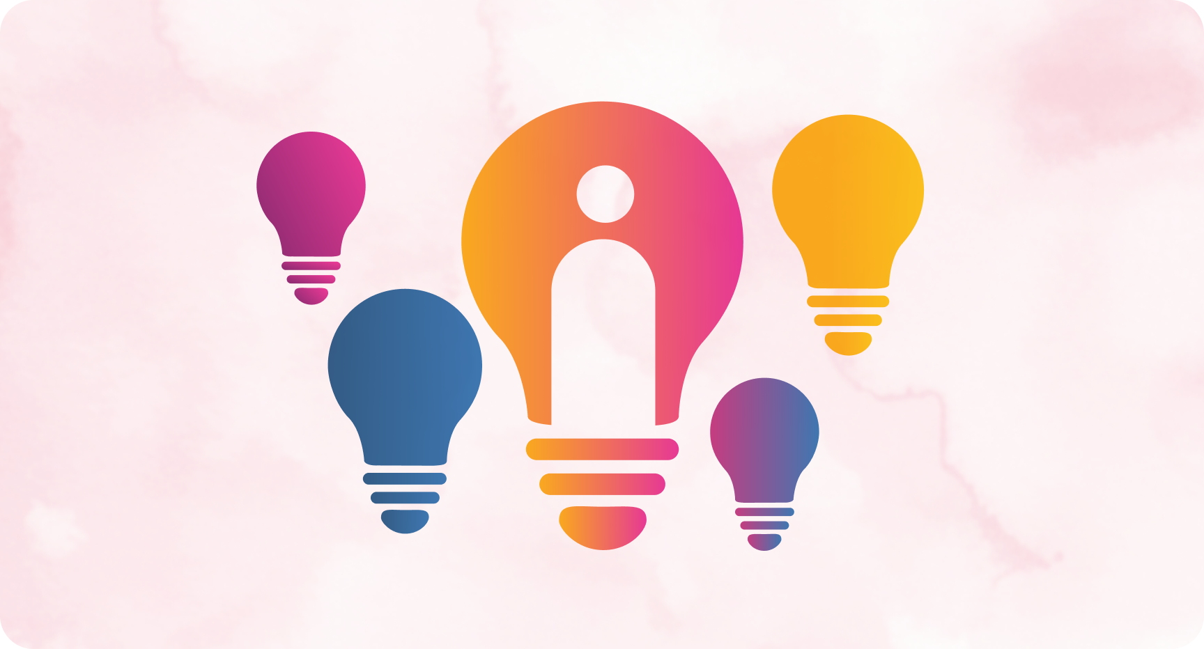 Colorful, stylized light bulbs arranged in a circle and resembling a kaleidoscope pattern